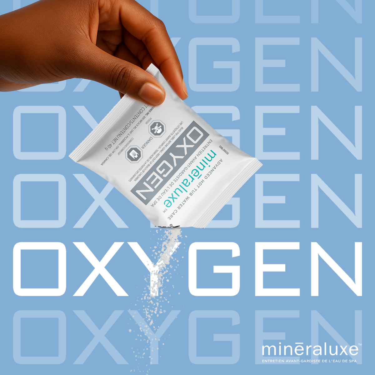 French product social graphic for a water care oxygen treatment
