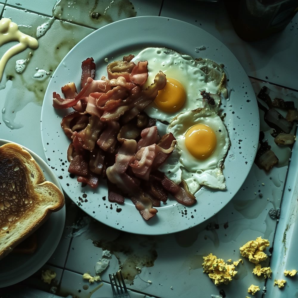 Vegan-Unfriendly &mdash; Moody, deliberately unappetizing food imagery for VBNB promo