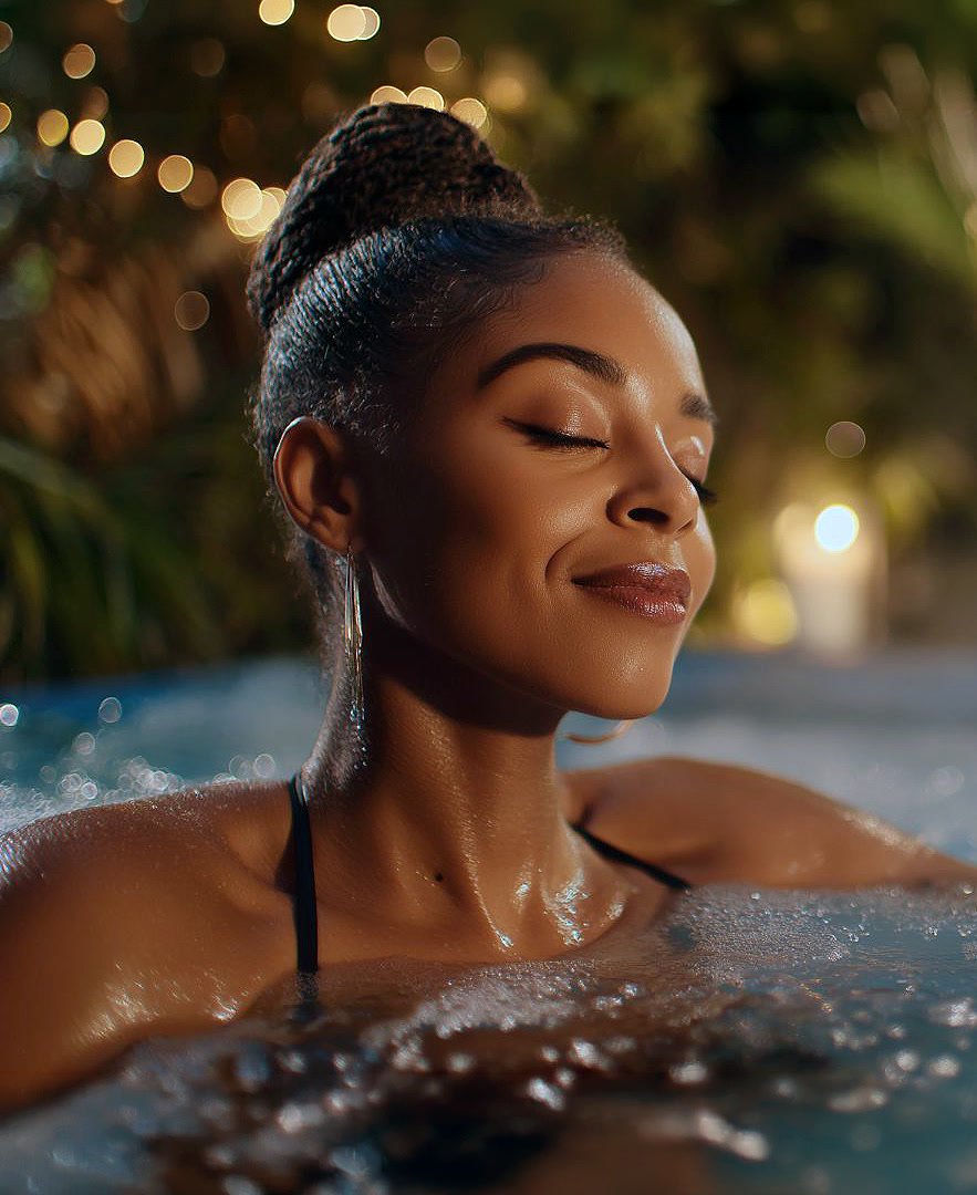 Lifestyle imagery for a hot tub water care brand