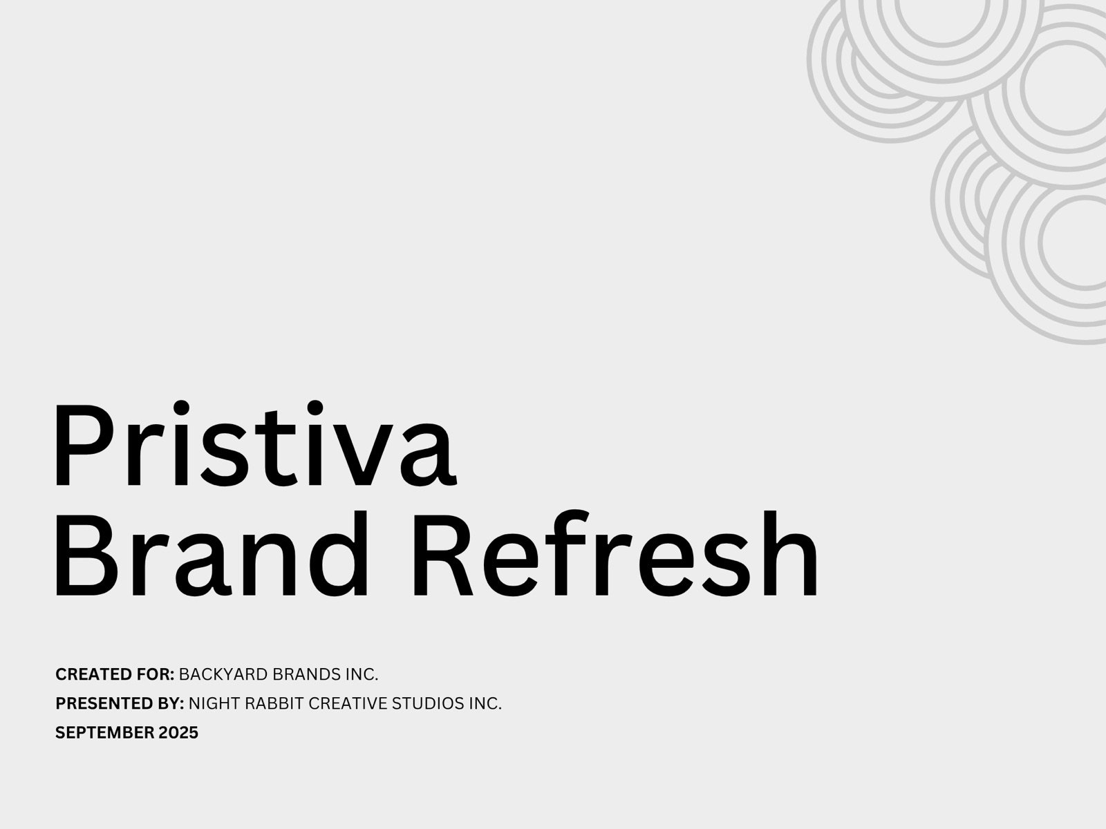 Packaging rebrand deck &mdash; slide 1 of 16