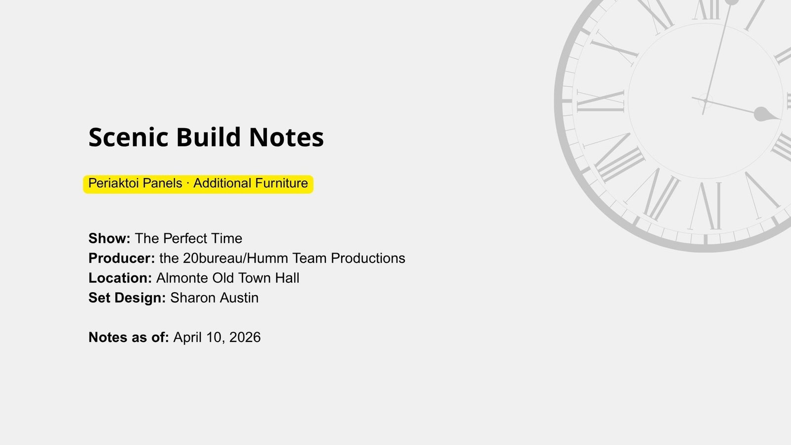 Set design slides &mdash; slide 1 of 17