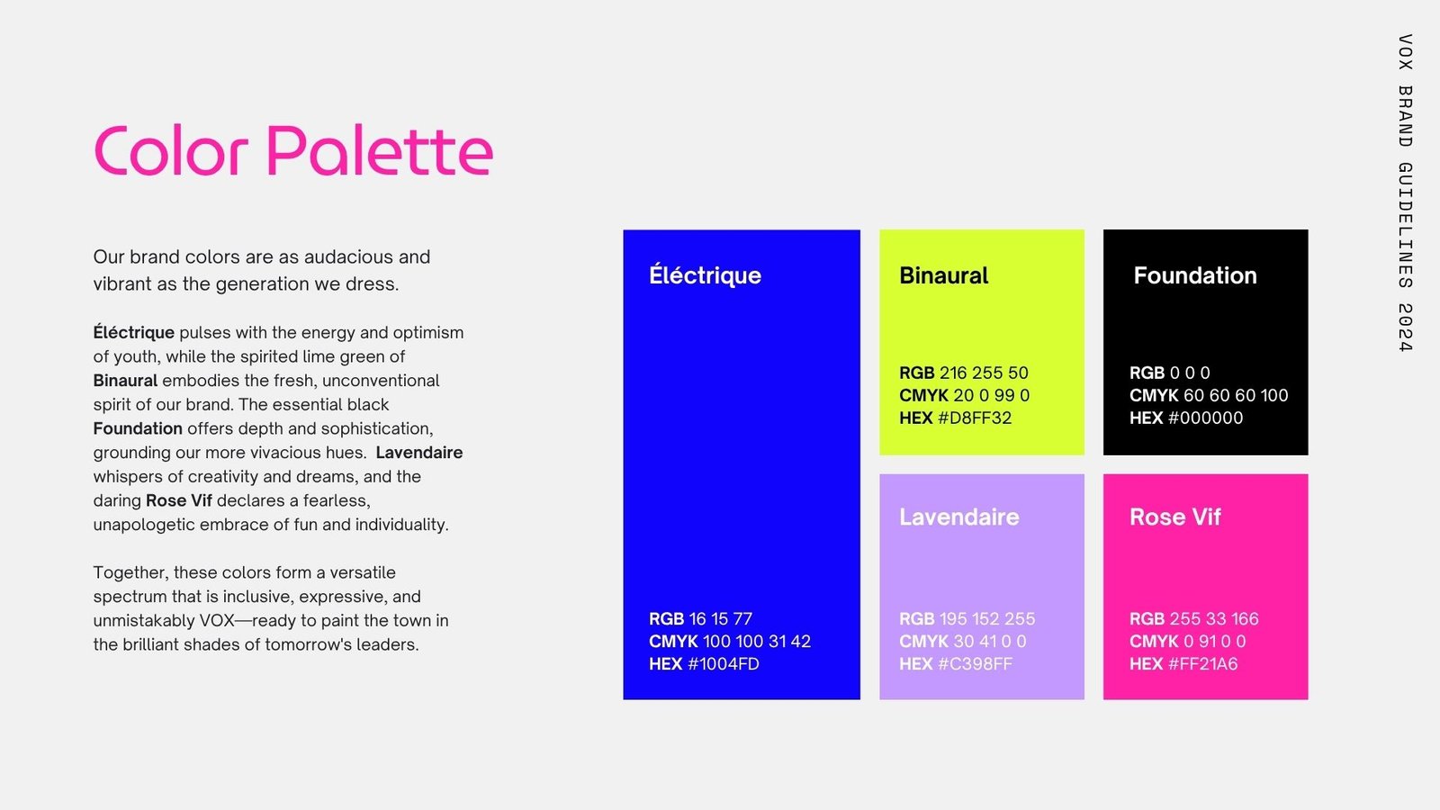 VOX Couture brand deck &mdash; slide 11 of 21