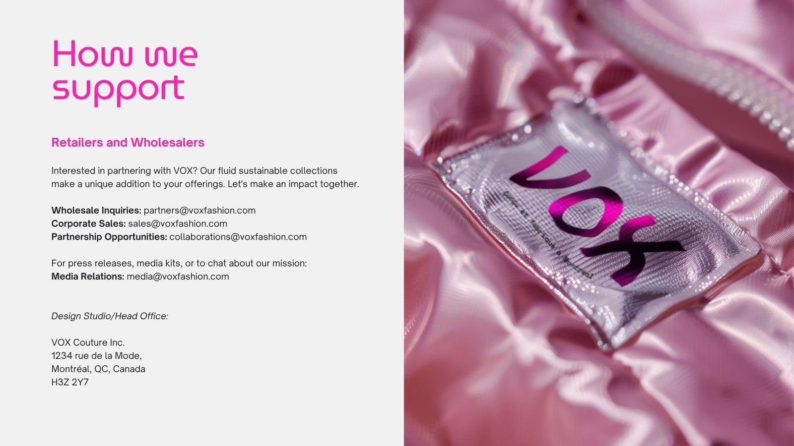 VOX Couture brand deck &mdash; slide 20 of 21