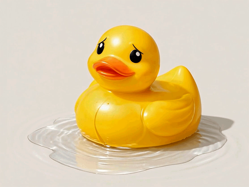 Animated GIF of a deflating pool duck float, part of a playful re-engagement campaign