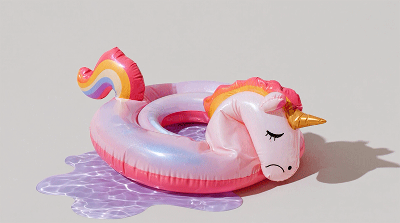 Animated GIF of a deflating unicorn pool float